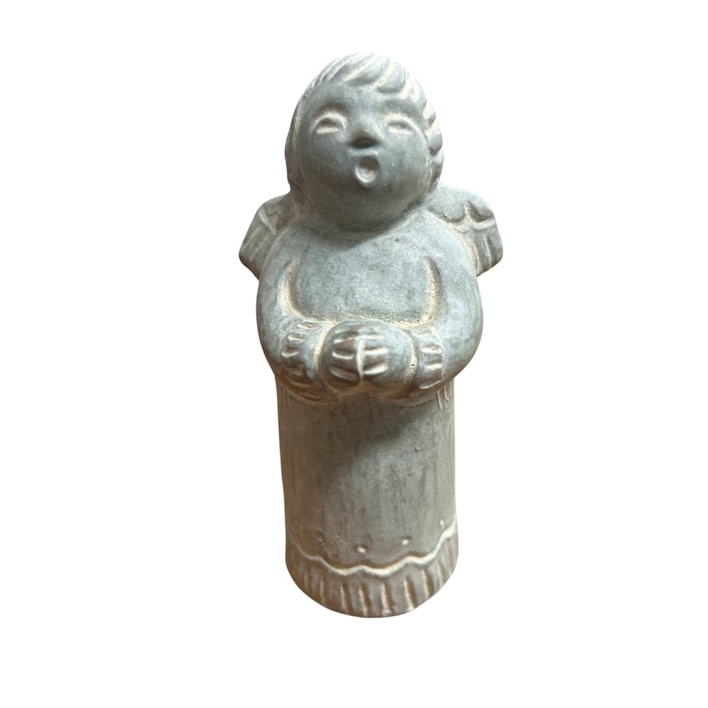 Isabel Bloom 1994 Signed Singing Angel Concrete Sculpture Figurine Gray 5"